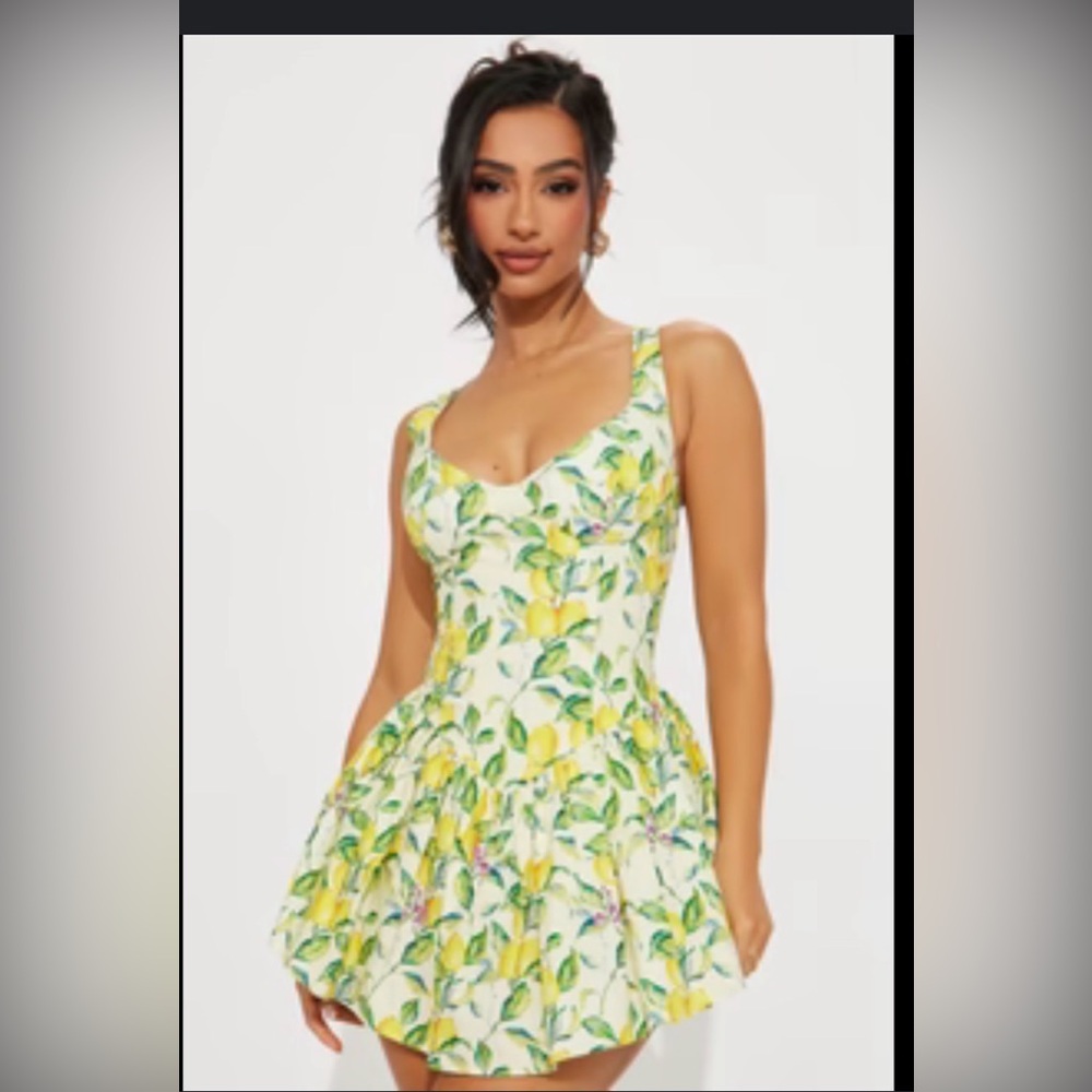 NWT Fashion Nova lemon dress with built-in shorts for modesty